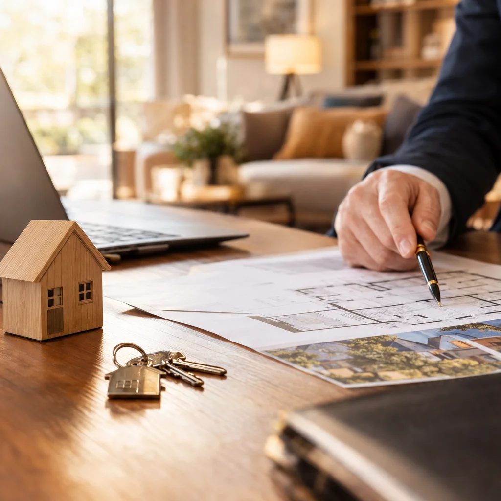 Florian Dumas, conseiller immobilier à Valence, en rendez-vous avec des clients